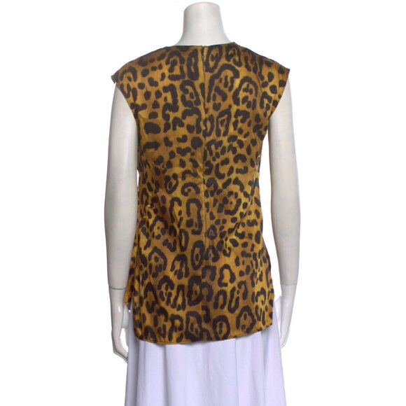 Adam Lippes Collective Cap Short Sleeve Leopard Print Cowlneck Top Shirt XS - Picture 7 of 7